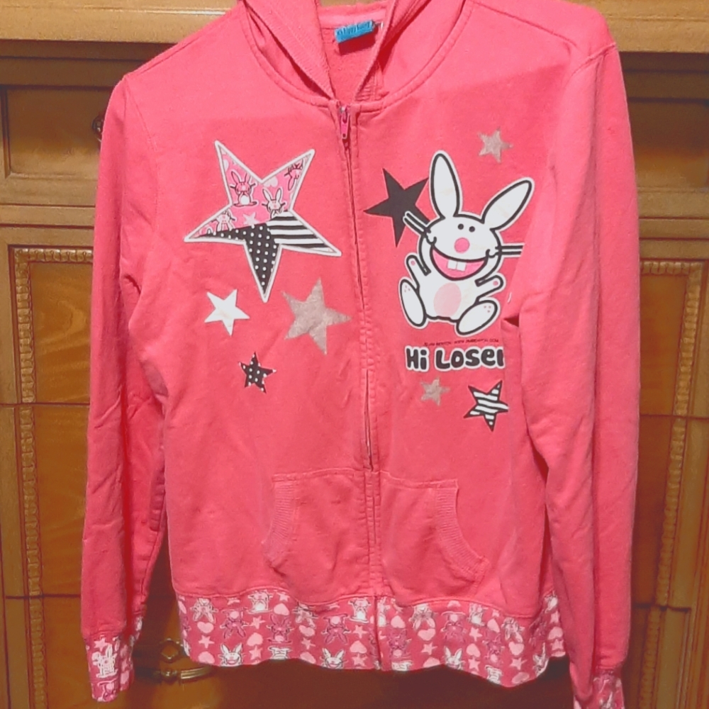 Happy Bunny Hoodie Size Junior XL 15 / 17